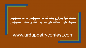 Read more about the article Urdu Poetry Contest Mohabat Entry 1