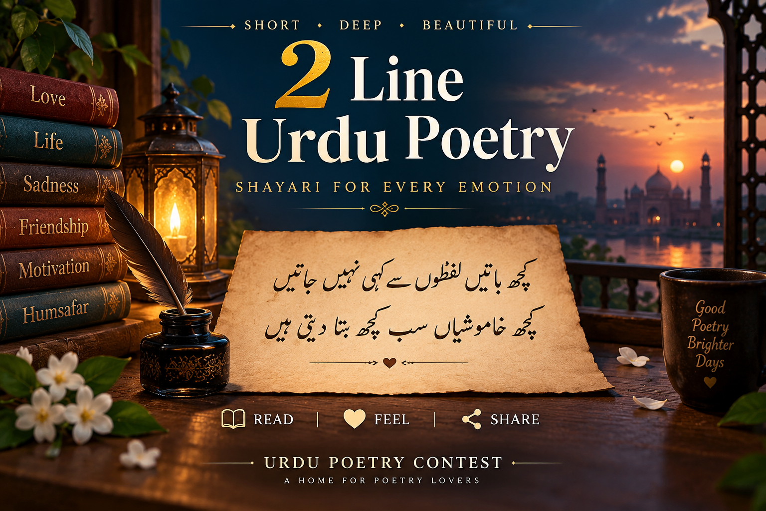 Read more about the article 2 Line Urdu Poetry – Short & Beautiful Shayari